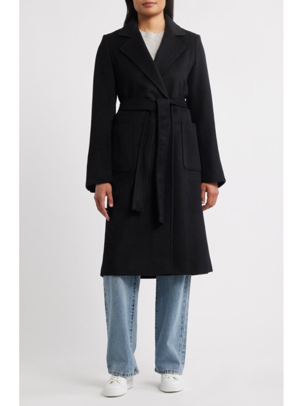 Sam Edelman Longline Belted Wool Wrap Coat NWOT